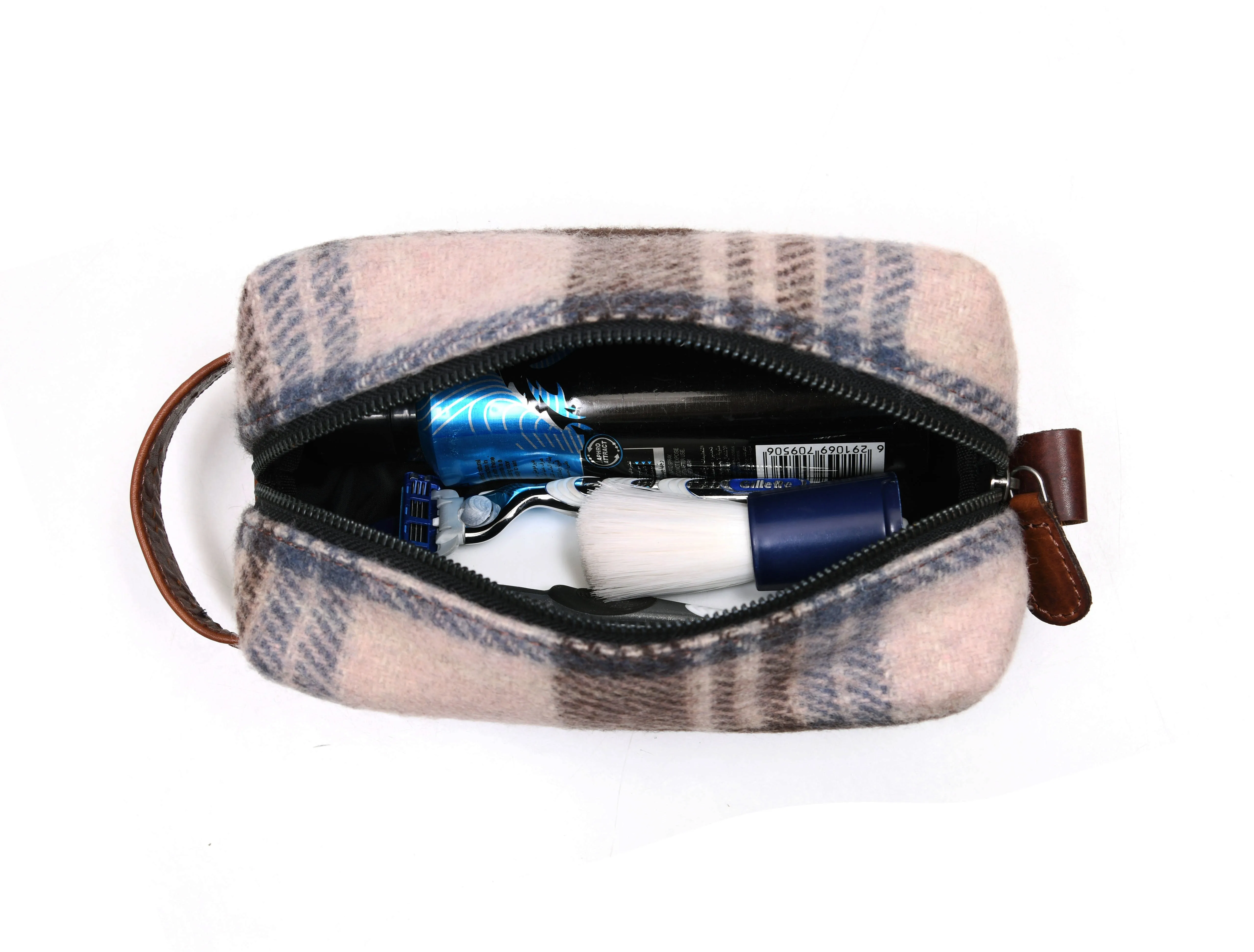 Dorval Leather Tweed Toiletry Bag - ( WB-33)