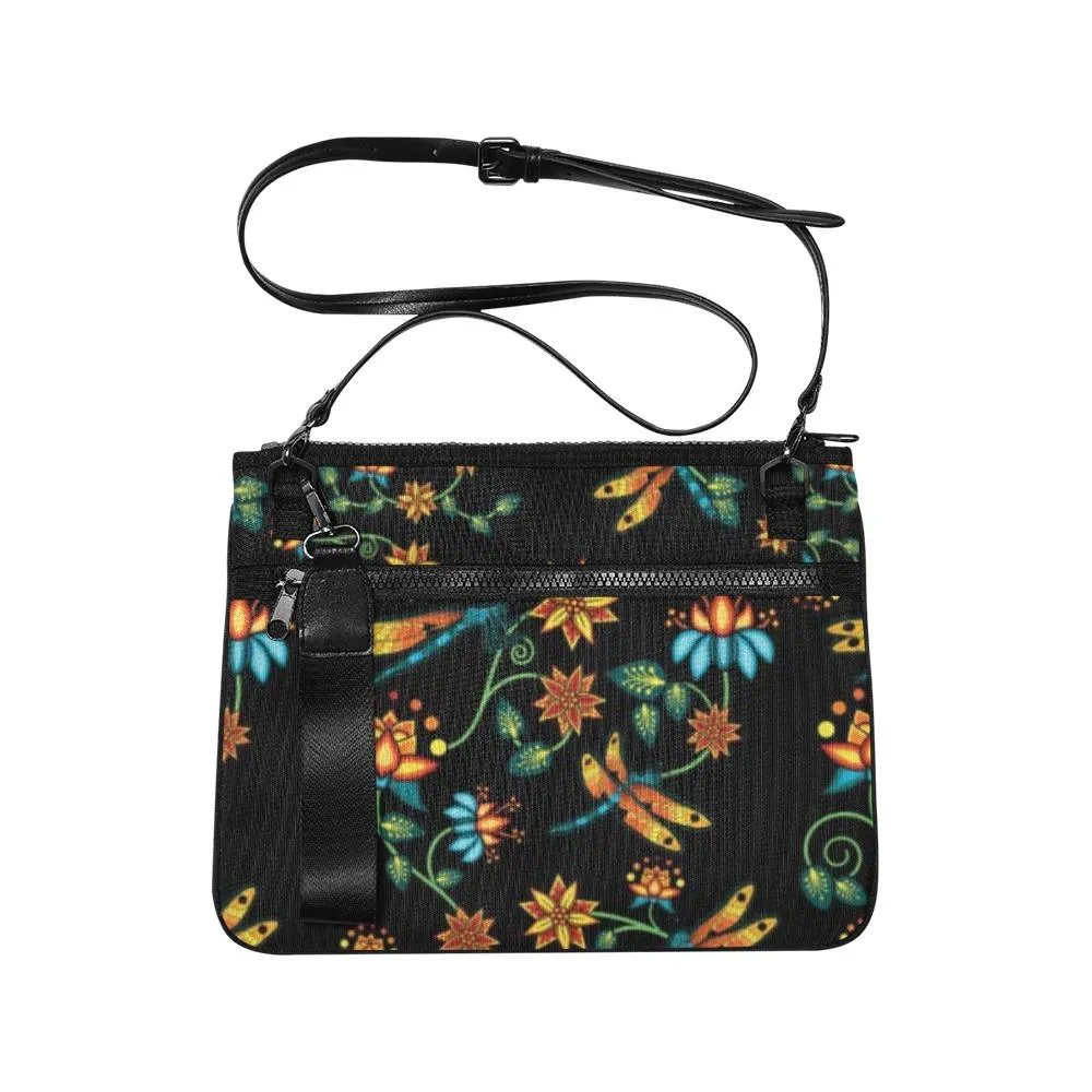 Dragon Lily Noir Slim Clutch Bag