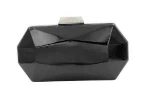 FABUCCI black  patent octagonal clutch