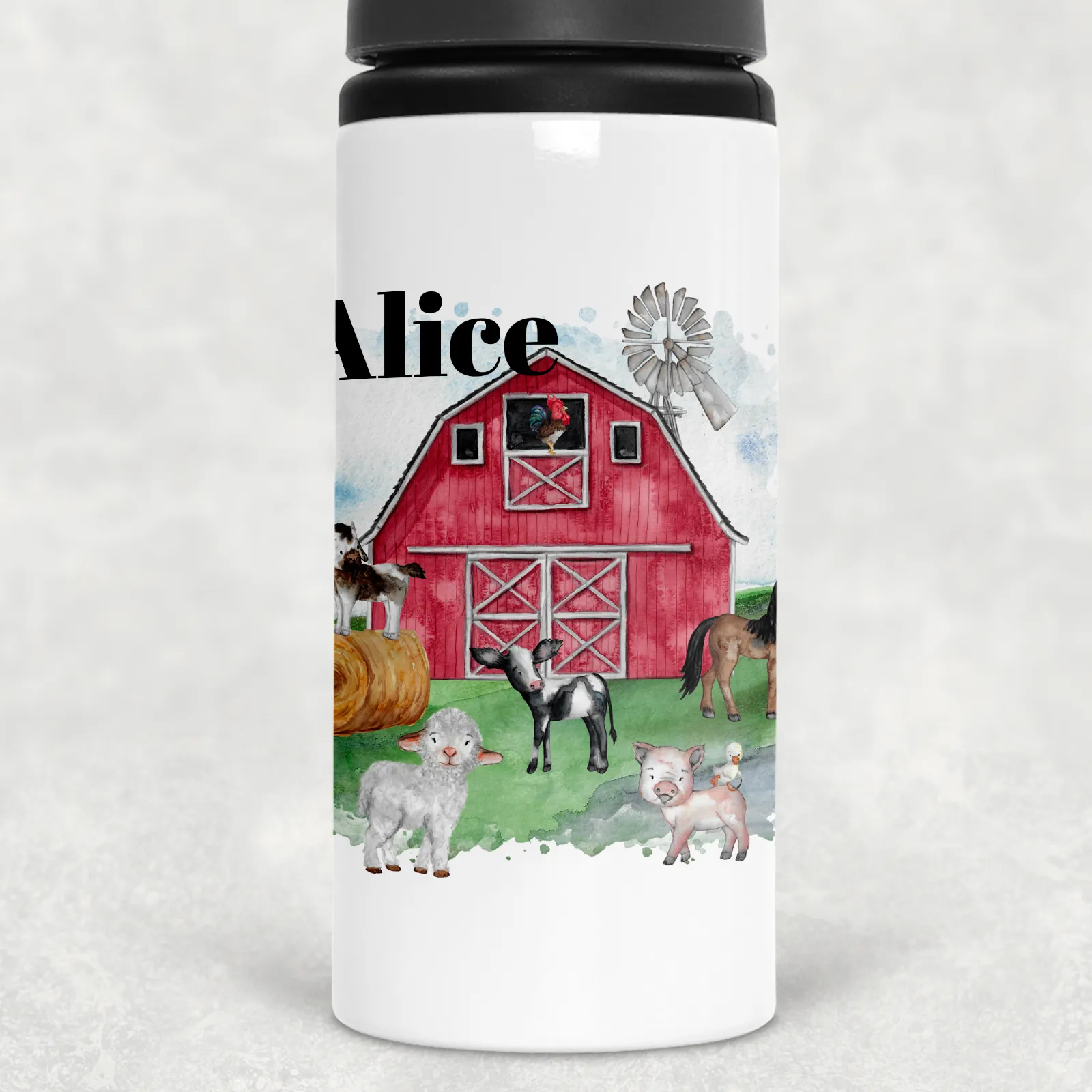 Farm Personalised Aluminium Straw Water Bottle 650ml