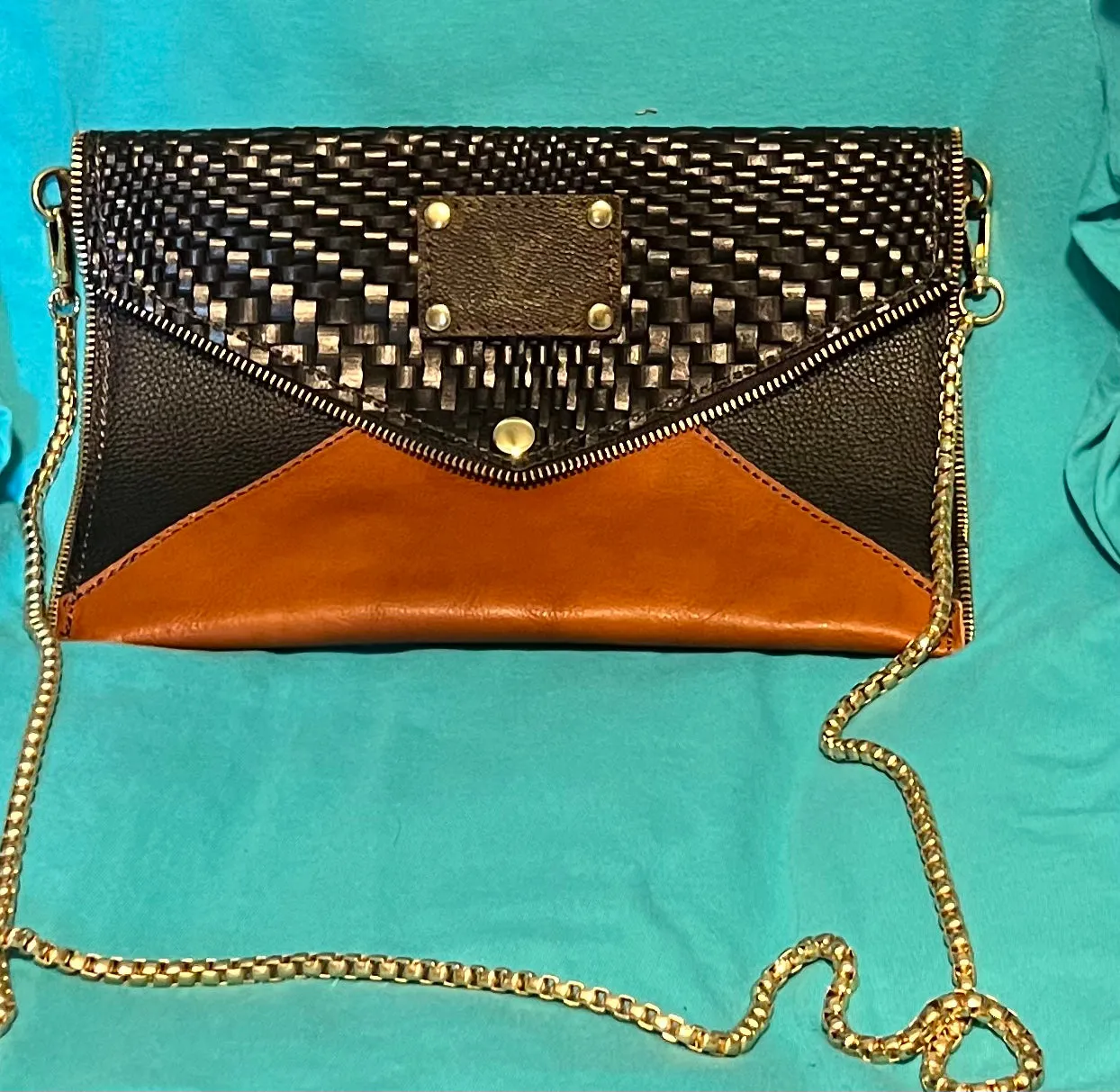 Fashion envelope crossbody clutch 100% Leather handbag