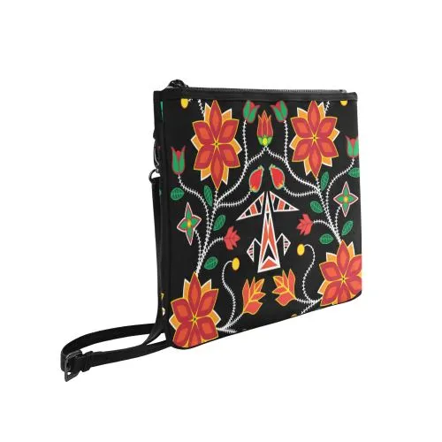 Floral Beadwork Six Bands Slim Clutch Bag