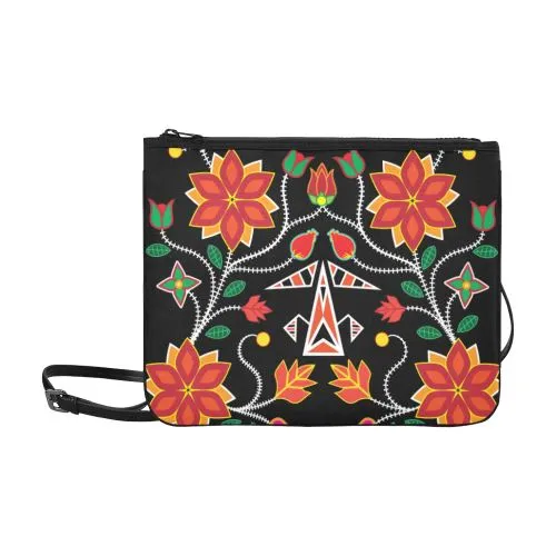 Floral Beadwork Six Bands Slim Clutch Bag