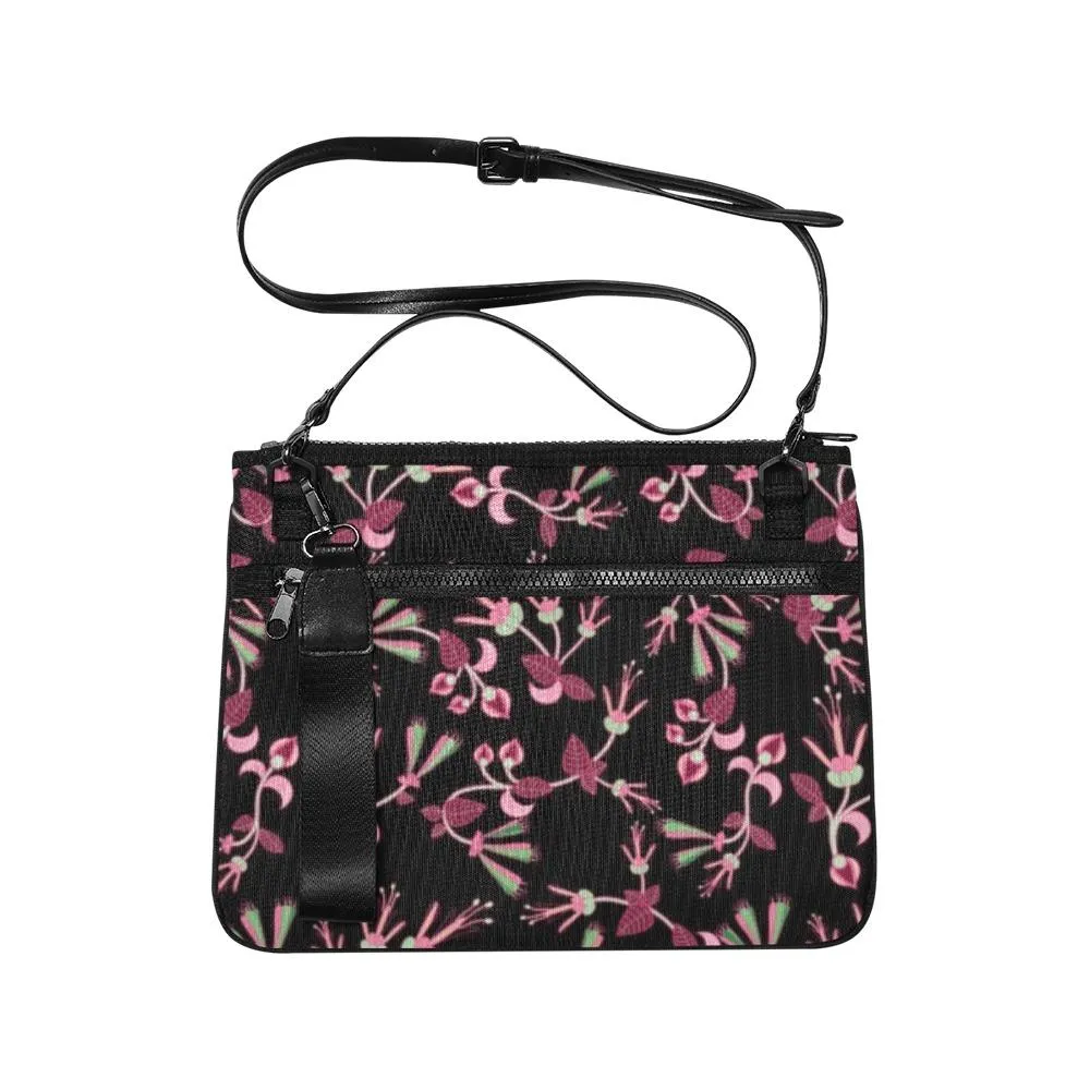 Floral Green Black Slim Clutch Bag