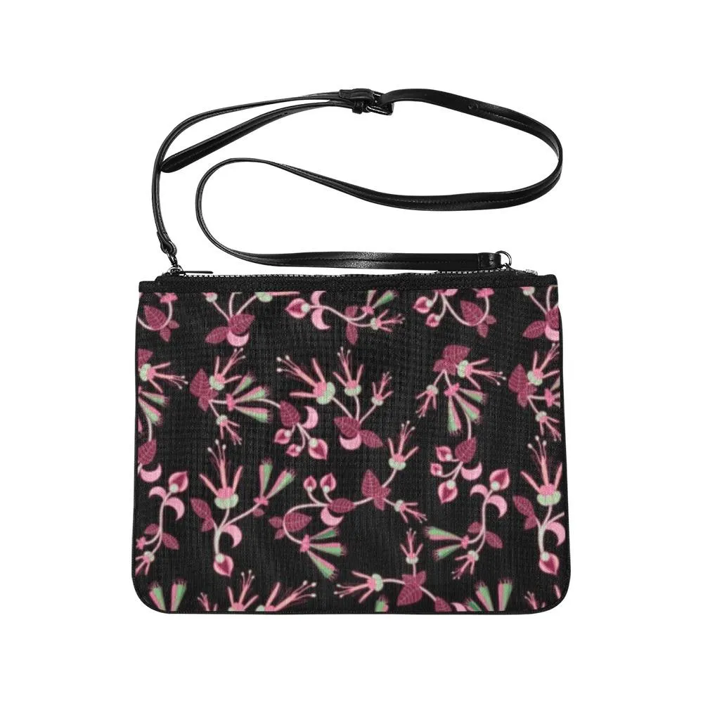 Floral Green Black Slim Clutch Bag