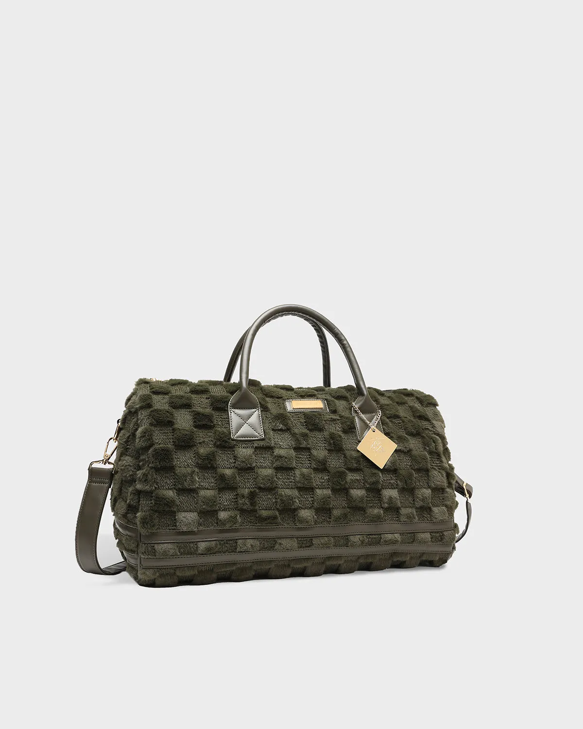 Fluffy Weekender Duffle Bag in Olive