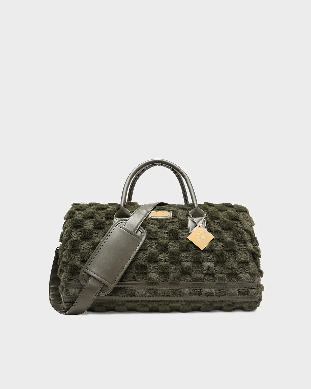 Fluffy Weekender Duffle Bag in Olive