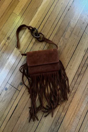 Fringe Atlas Bag in Honey Suede