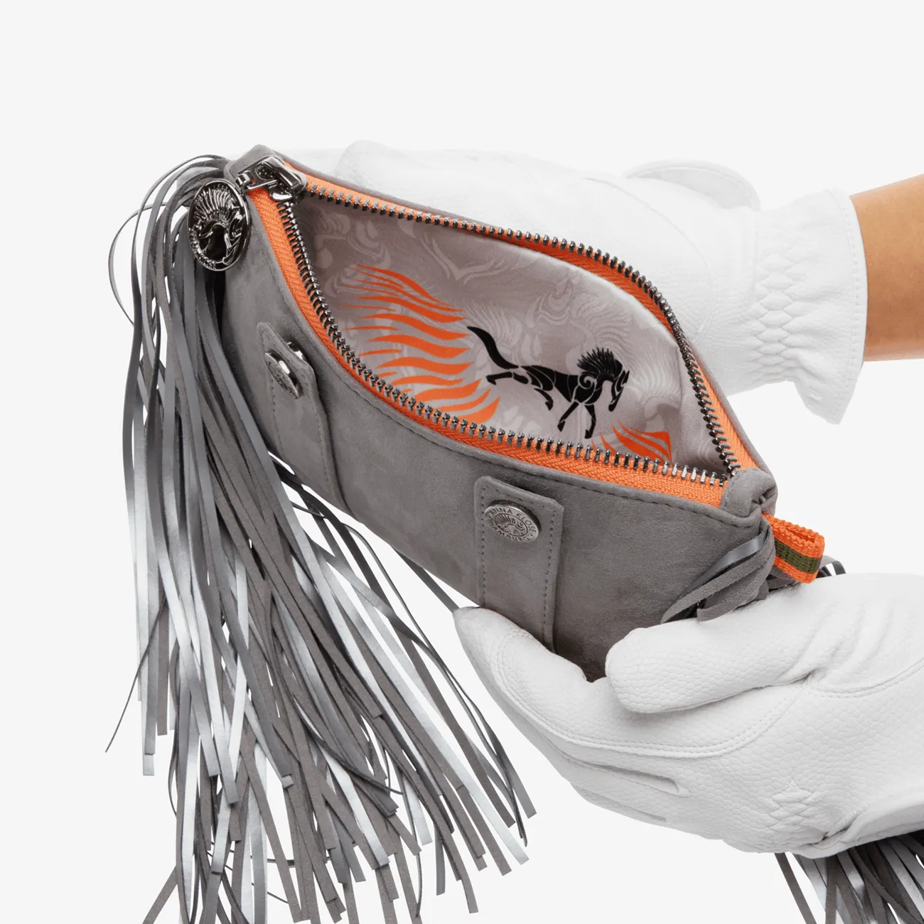 Fringe Beltbag "Koala Grey" with silver print