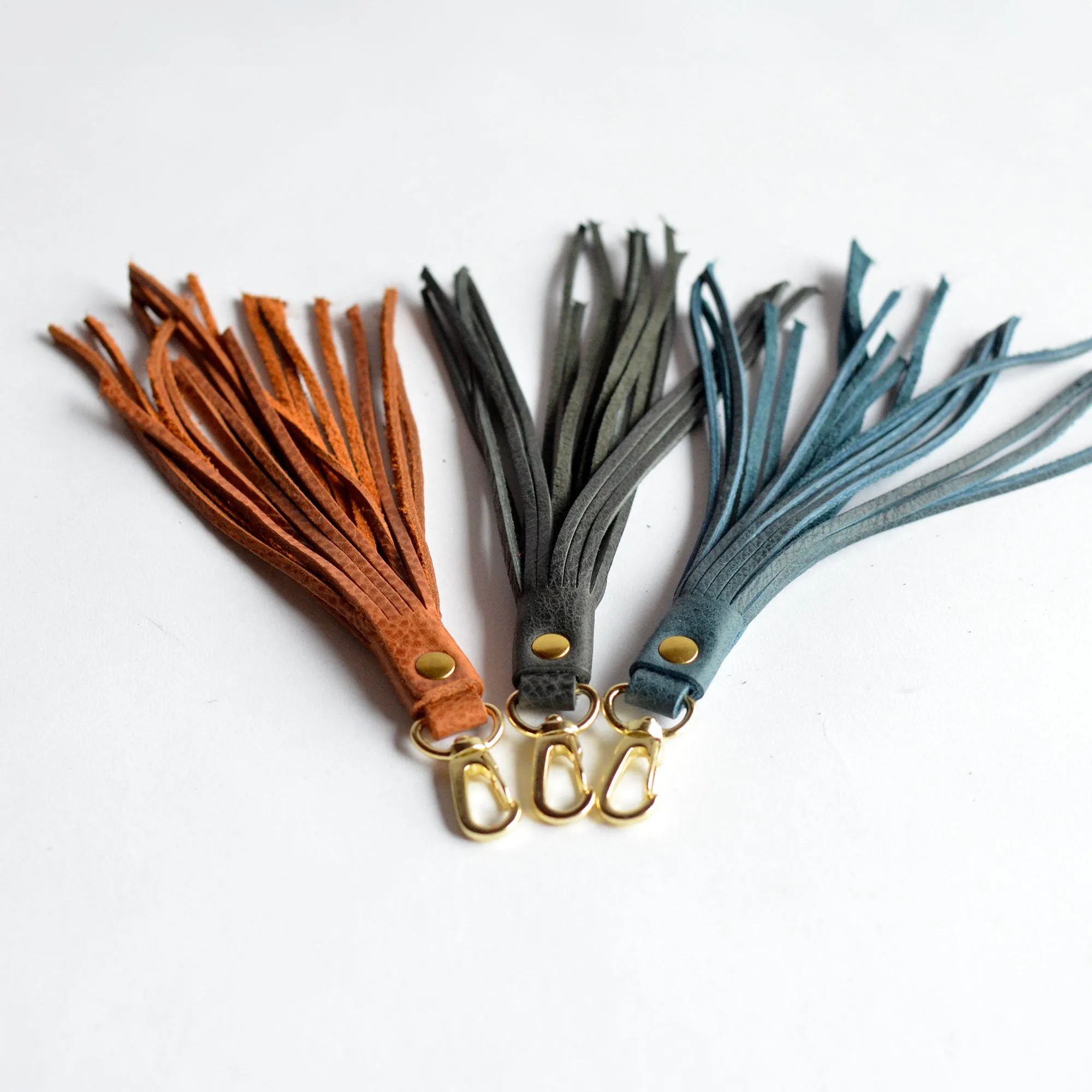 Fringe Leather Key Clip / Tassel Keychain - Soft Pebbled Leather