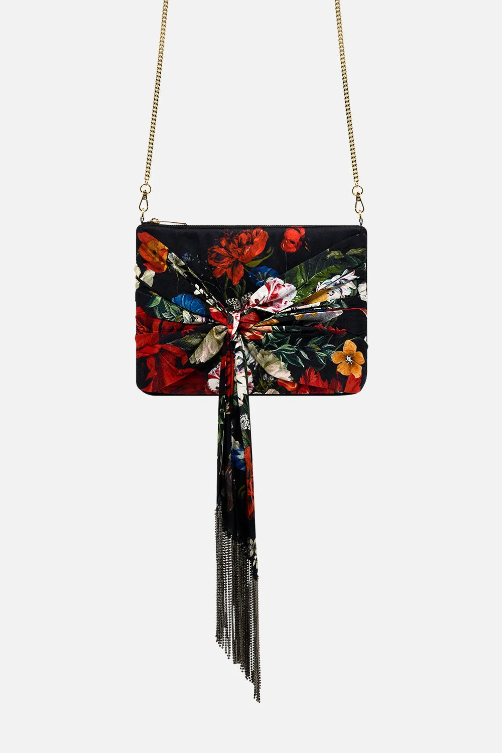 FRINGE TIE SCARF CLUTCH A STILL LIFE