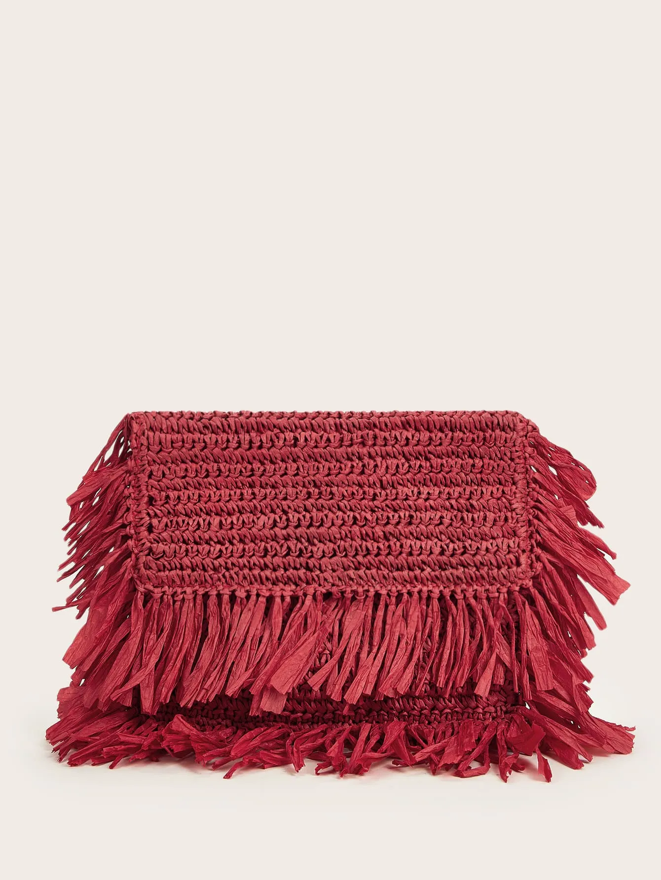 Fringe Trim Clutch Bag