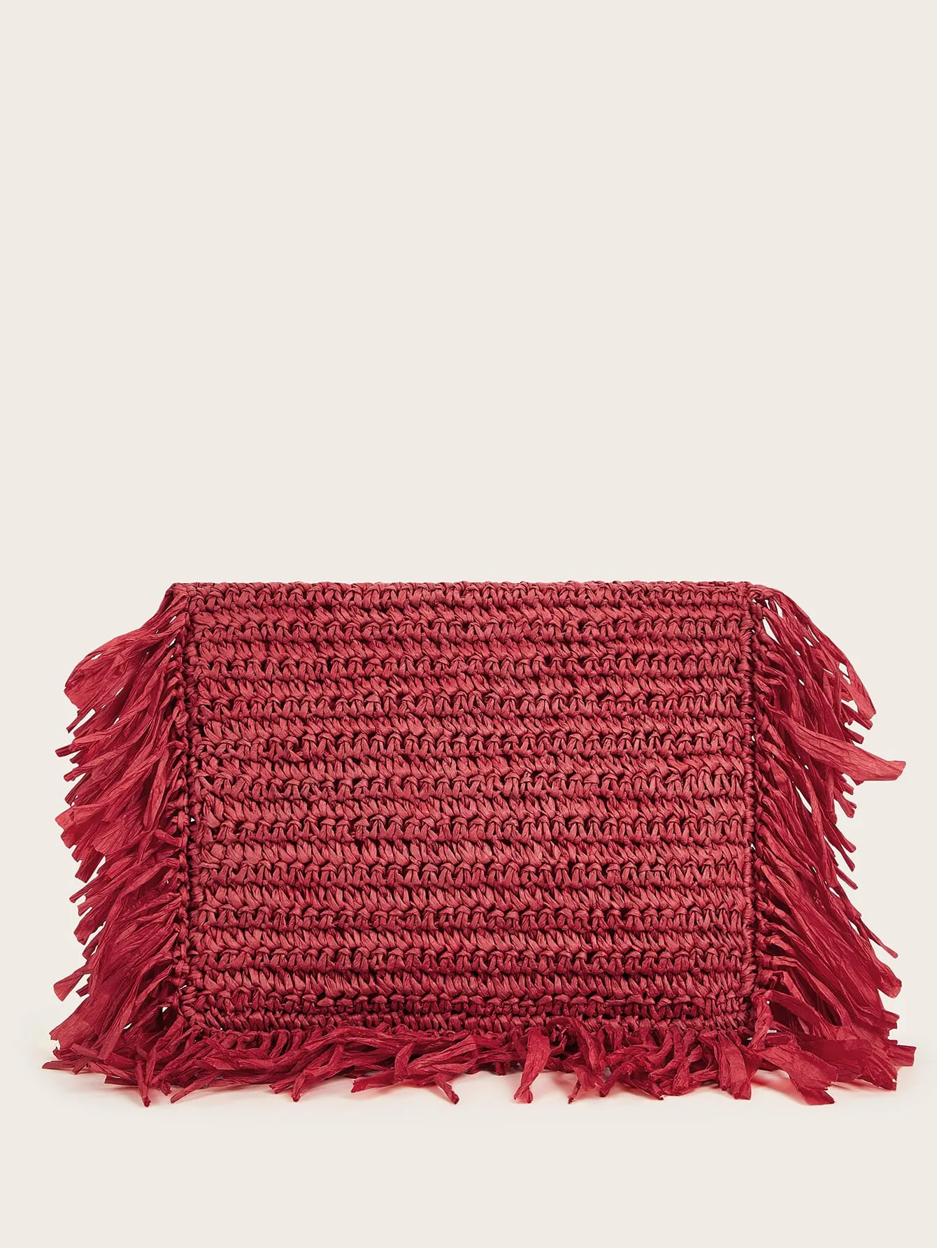 Fringe Trim Clutch Bag