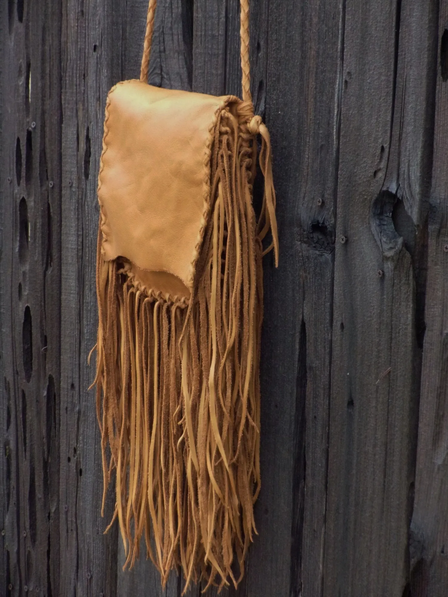 Fringed boho leather handbag, gypsy style bag