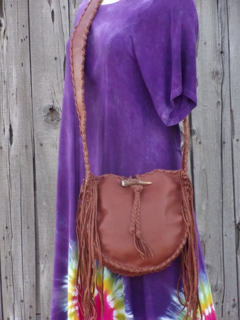 Fringed leather handbag , Soft leather tote with fringe , Fringed leather purse