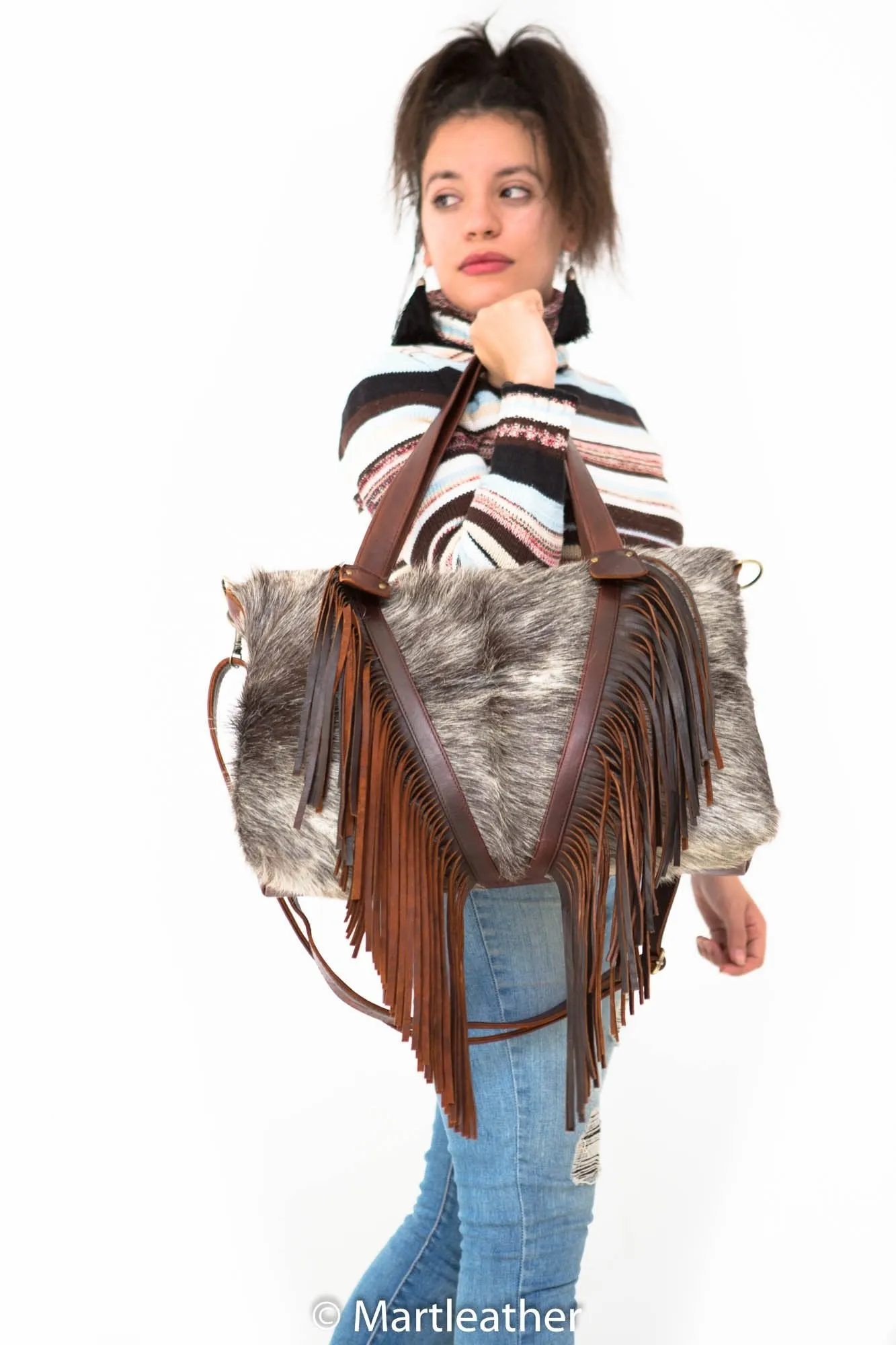 Fur & Leather fringe bag