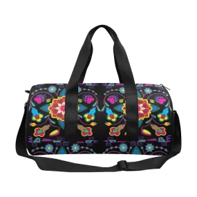 Geometric Floral Winter - Black Duffle Bag