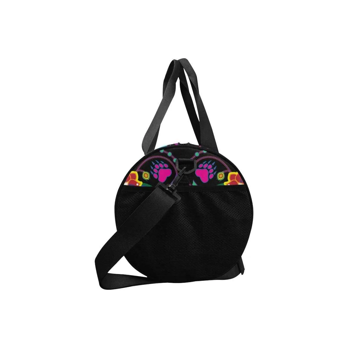 Geometric Floral Winter - Black Duffle Bag