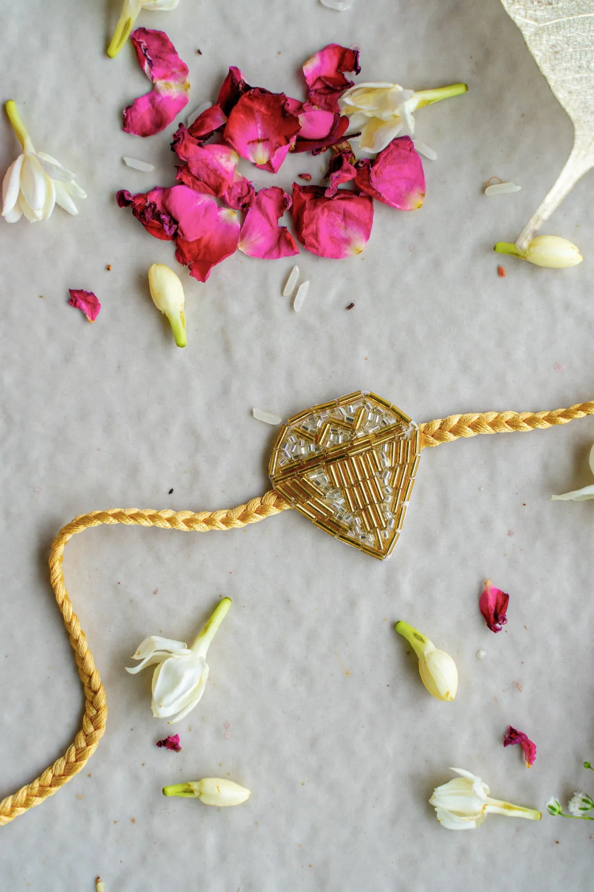 Golden Diamond Embroidered Rakhi