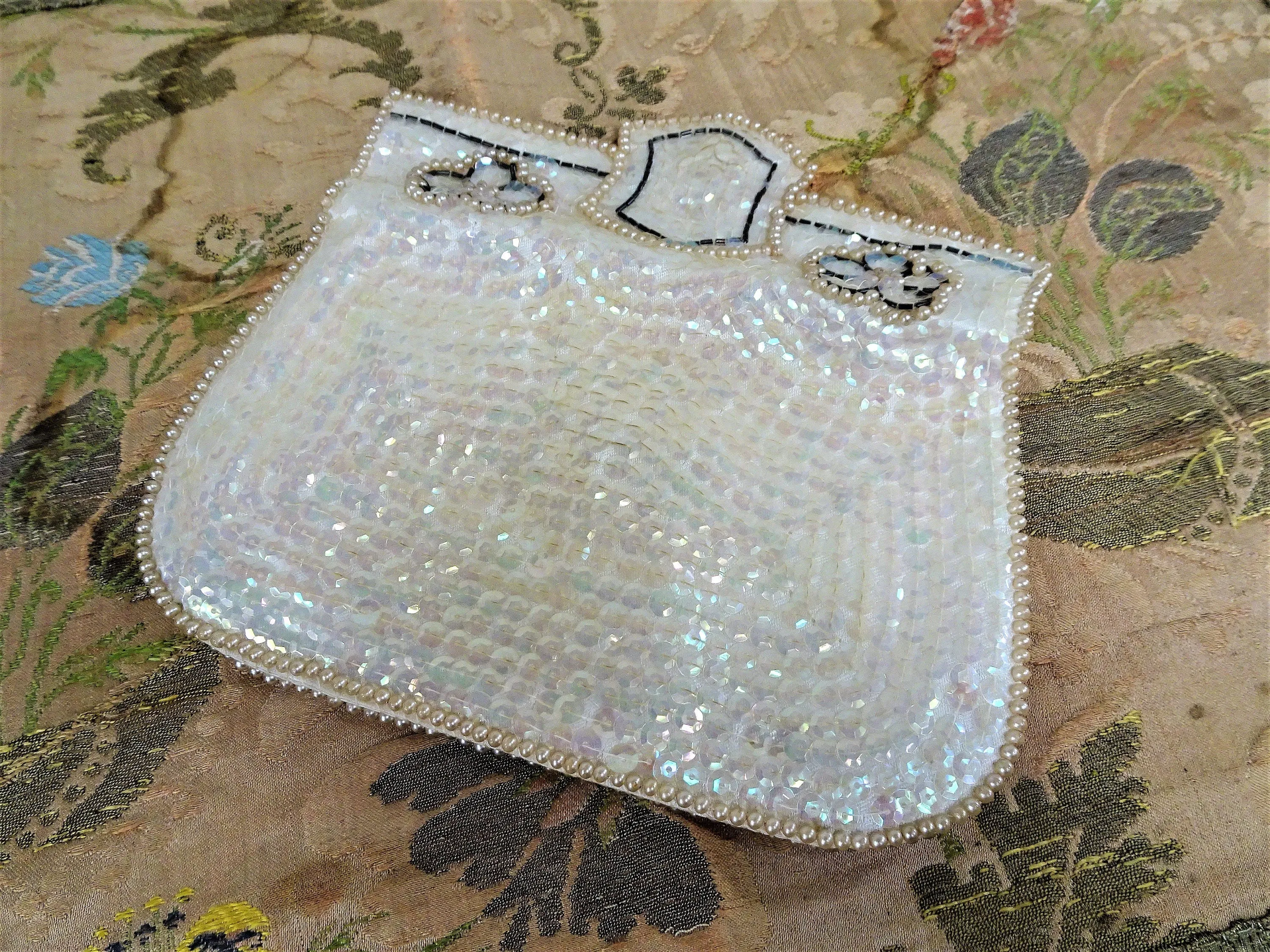 GORGEOUS Vintage Beaded Purse, Sequinned Evening Bag, Clutch Purse, Wedding Bag, Wedding Purse, Beautiful Vintage Purses