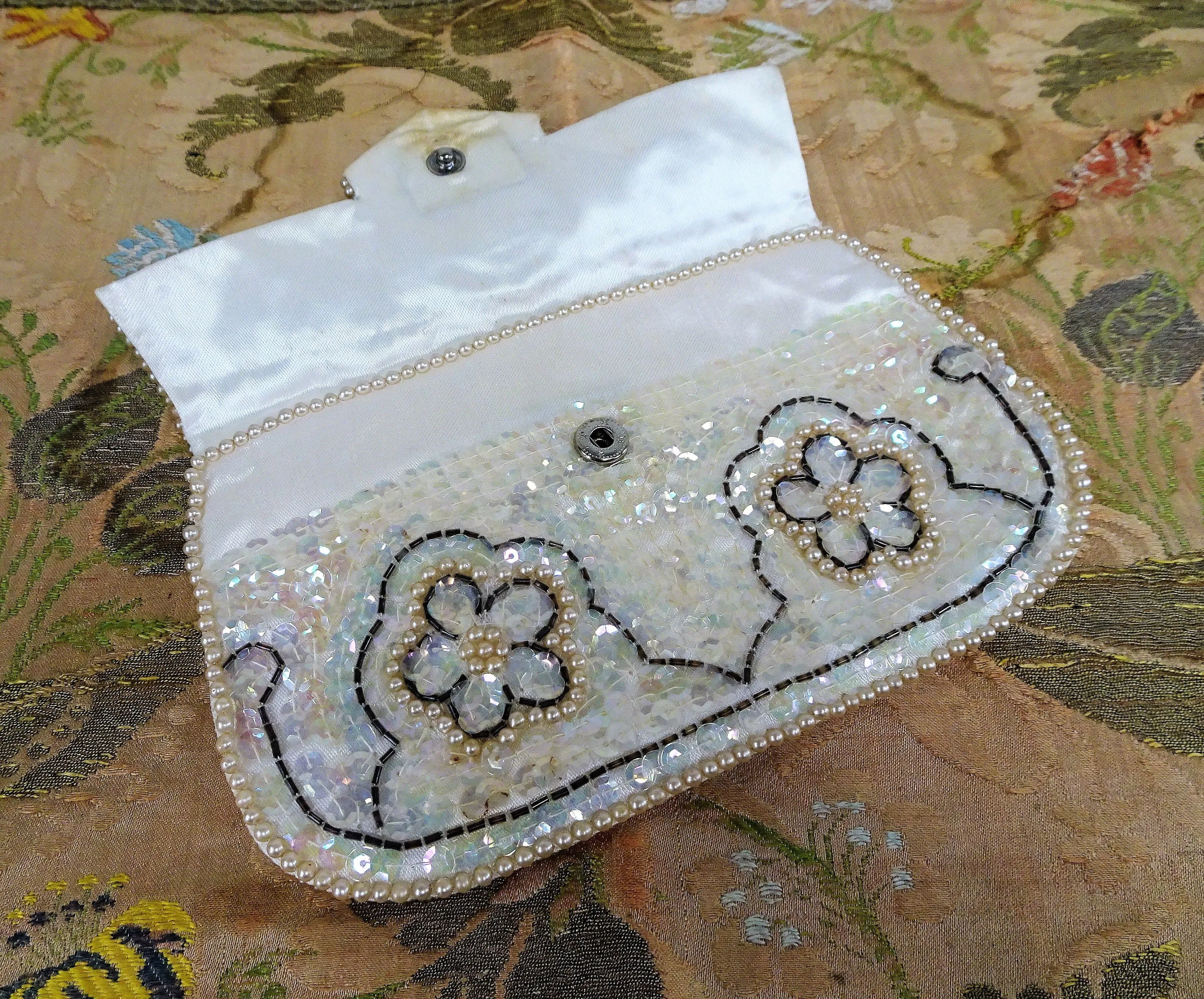 GORGEOUS Vintage Beaded Purse, Sequinned Evening Bag, Clutch Purse, Wedding Bag, Wedding Purse, Beautiful Vintage Purses