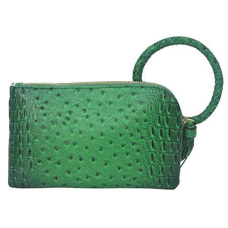 Green NGIL Textured Fashion Faux Leather Mini Purse With Fringe Tassel