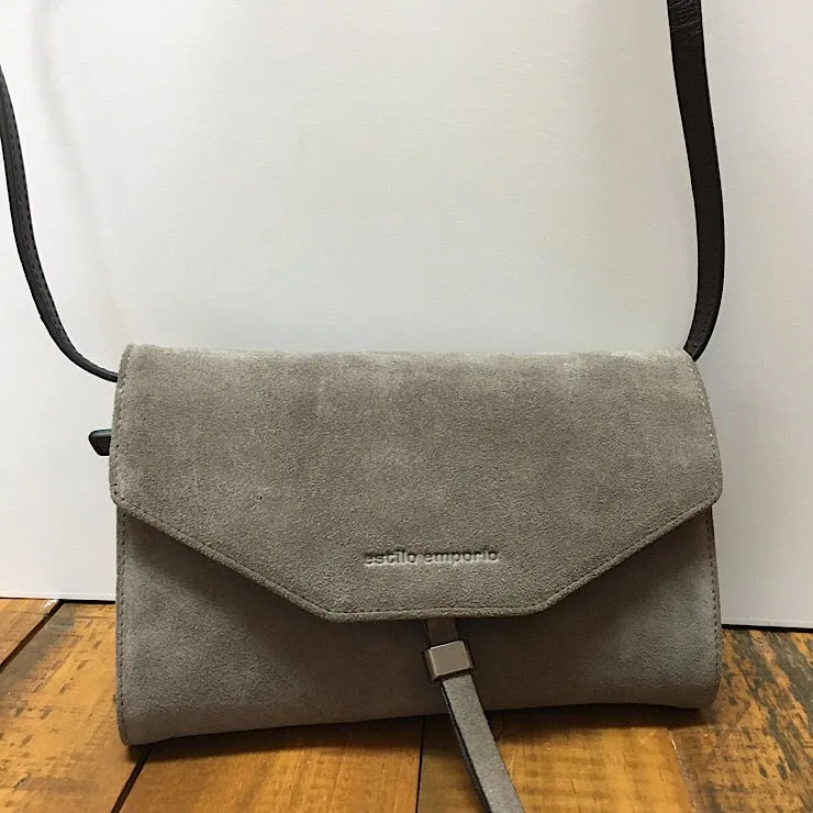 GREY SUEDE CLUTCH BAG