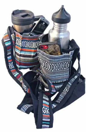 Gyari Cotton Water Bottle Holder with Cell Phone Pocket - Cross Body