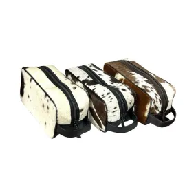 Handmade Hair-on Cowhide Leather Shaving bag Toiletry Organizer Shaving Kit With Waterproof Lining 20IS501