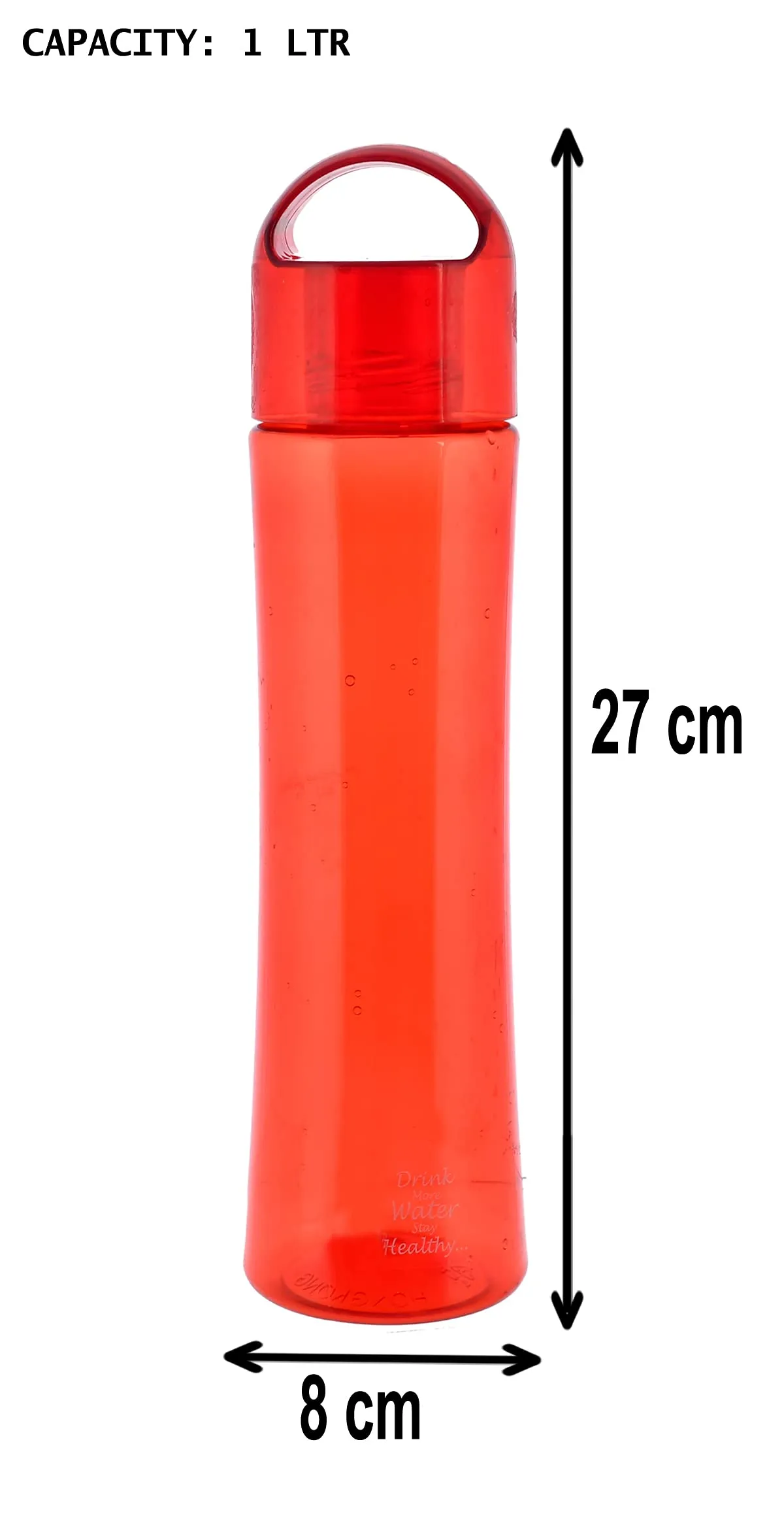 Heart Home Plastic Water Bottle- 1 Litre, Pack of 2 (Red & Blue)