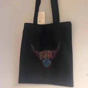 Highland Cow Tote Bag in Scotland 2000 Tartan