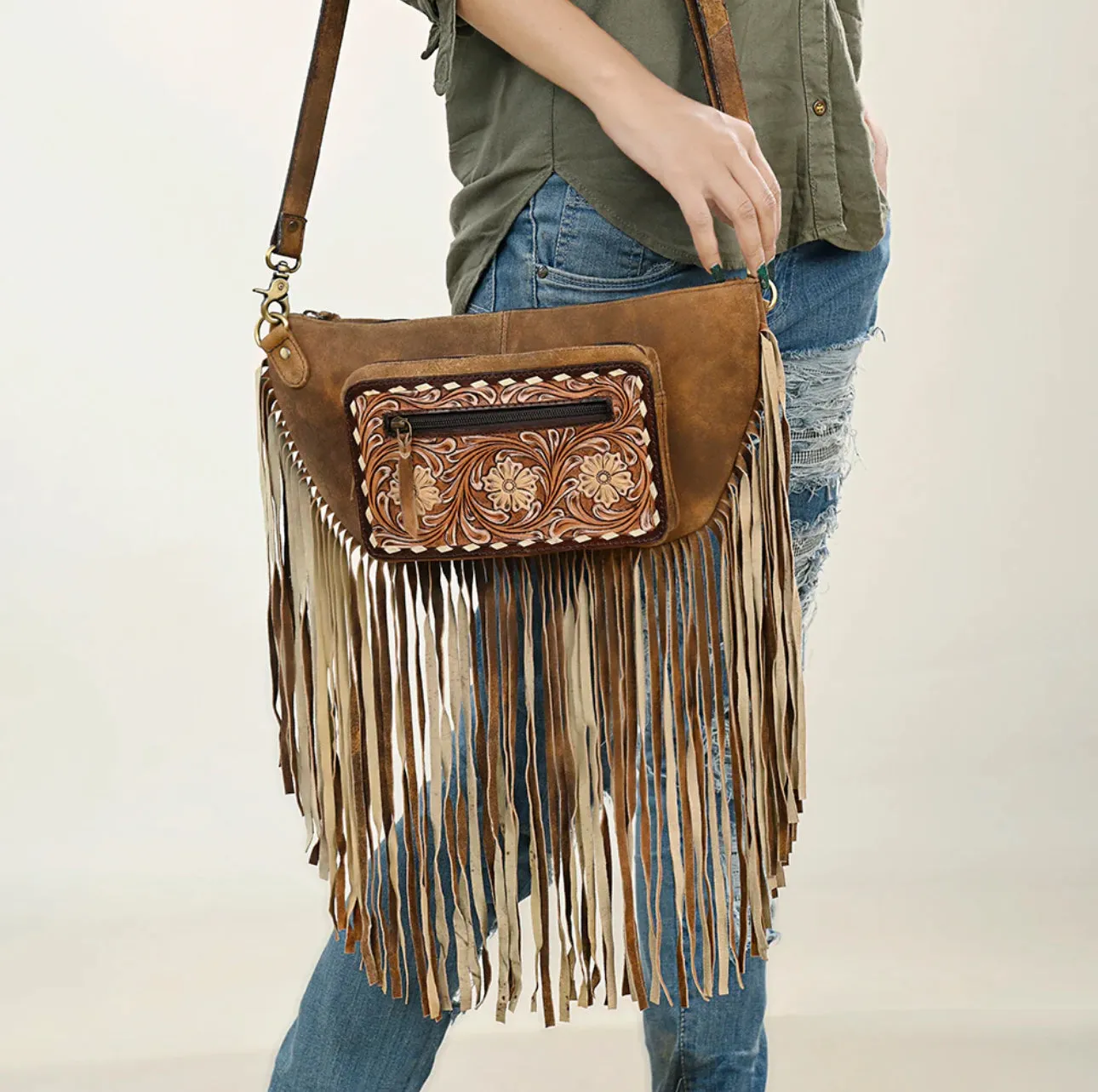 Joelle Leather Fringe Fanny Pack