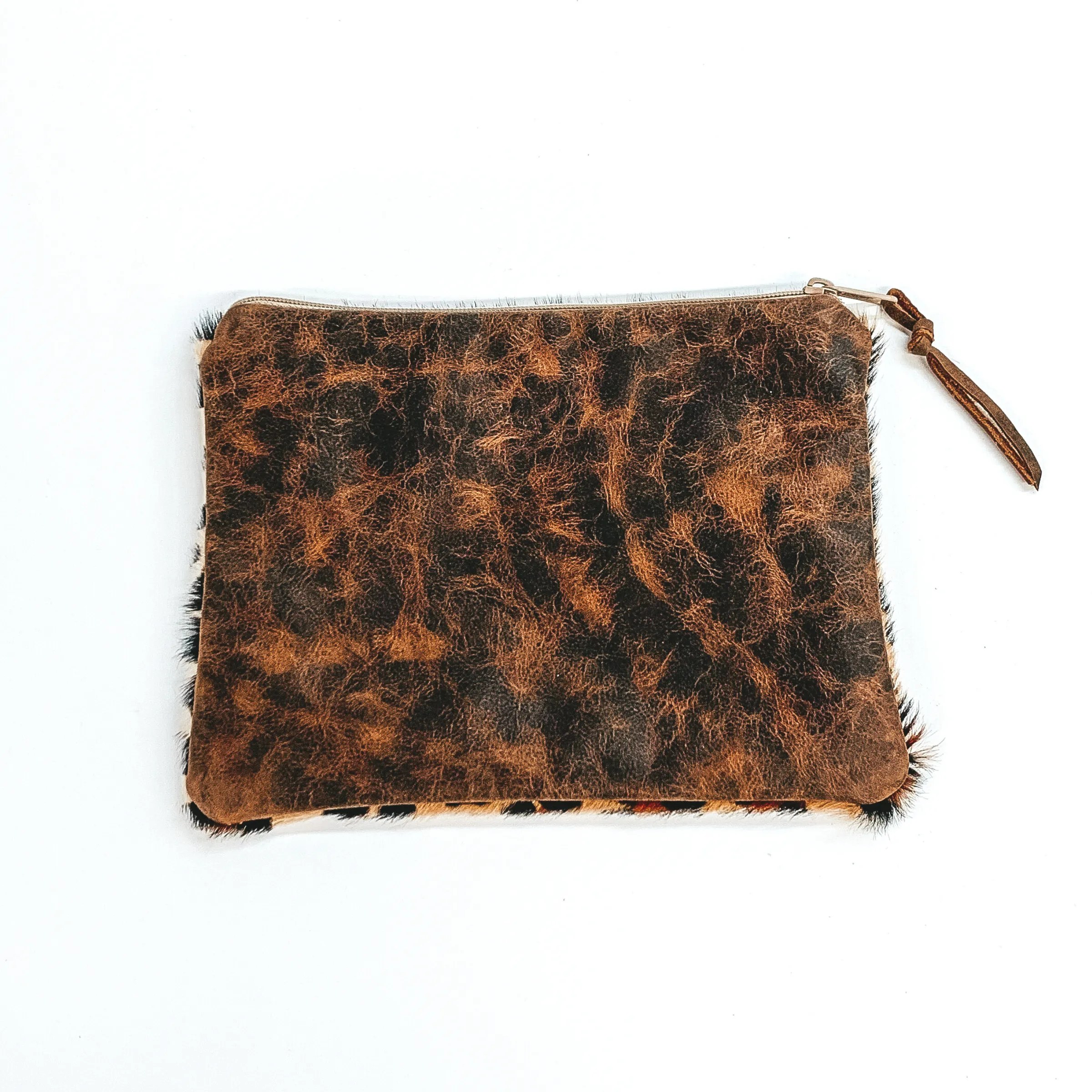 Keep It Gypsy | Leopard Print Cowhide Make Up Bag with a Leather Embellishment