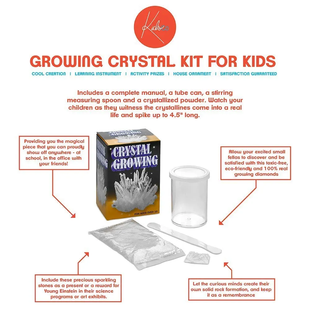 Kicko Growing Crystal Kit for Kids - 6 Sets 4.5 Inch Magic Clear Jewelry Set - Ideal Skill