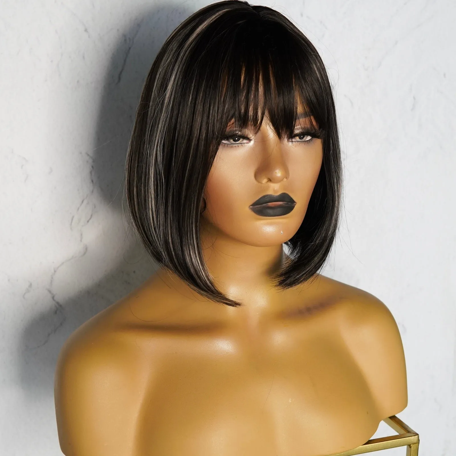 KIKI Black Highlights Fringe Wig