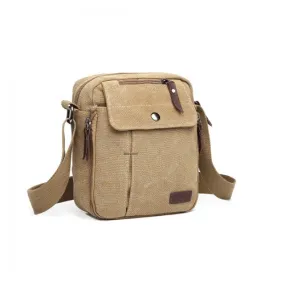 Kono Multi Pocket Cross Body Shoulder Bag - Khaki | Stylish & Durable Canvas Bag