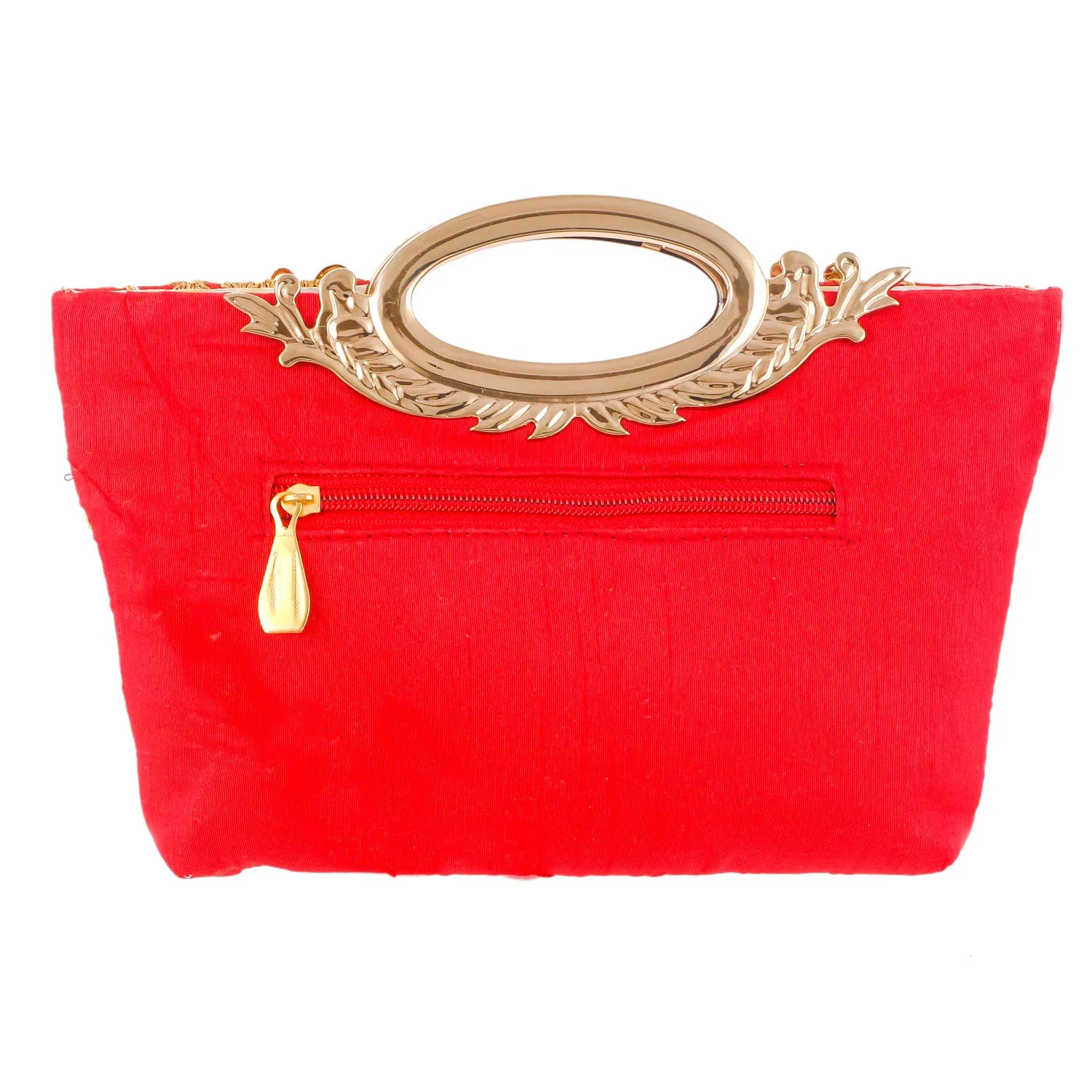 Kuber Industries Embroidered Silk Clutch Ladies Handbag (Red) - CTKTC023001