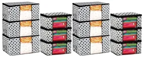 Kuber Industries Polka Dots Design 6 Piece Non Woven Saree Cover and 6 Pieces Underbed Storage Bag, Storage Organiser, Blanket Cover (Black & White) -CTKTC38126