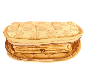 Kuber Industries Polyester Carry Design Toiletry Organizer With 4 Transparent Poches & 1 Extra Compartment,Zipper Closure (Gold)