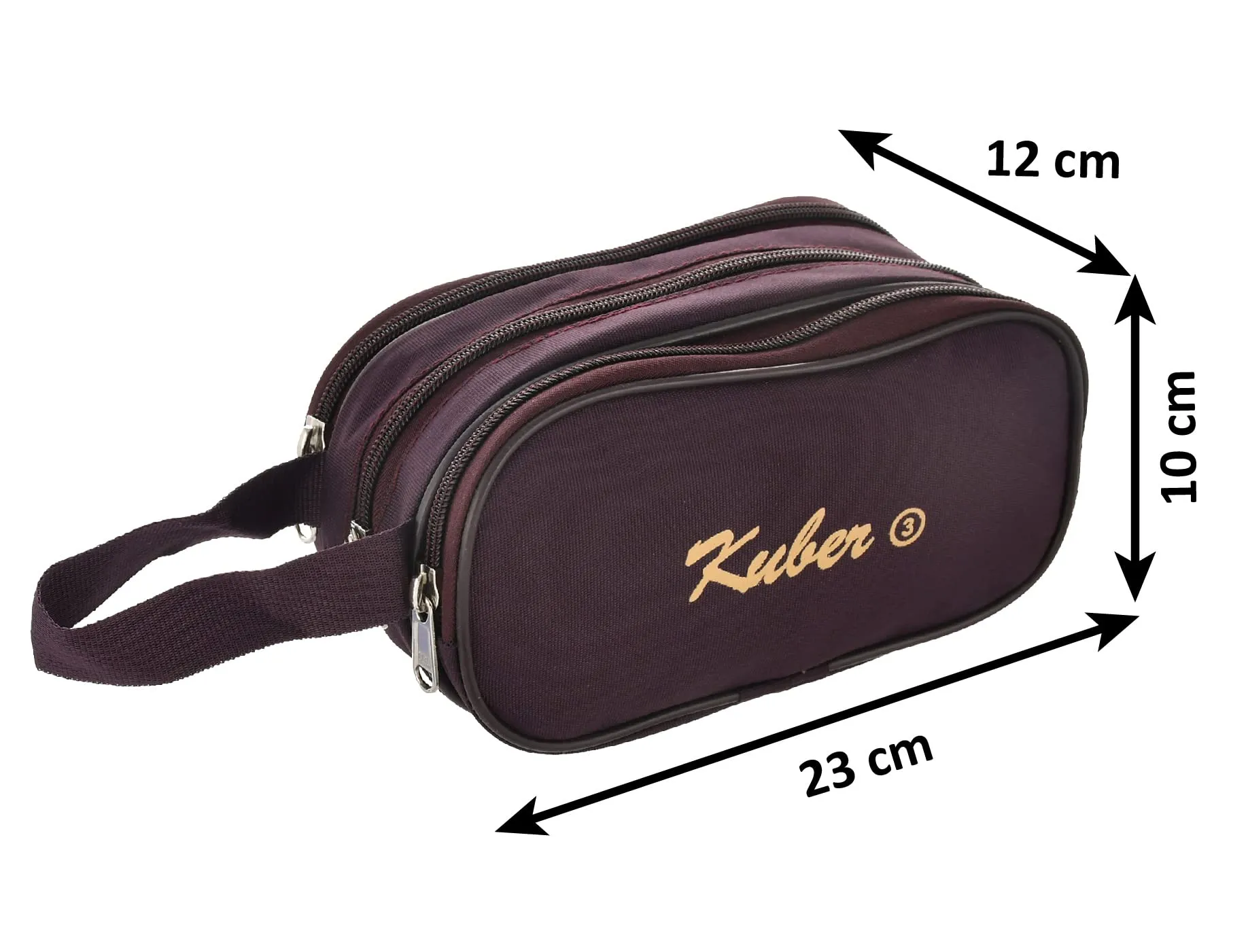 Kuber Industries Shaving Kit for Men|Travel Toiletry Bag|Shaving Dopp Kit|Cosmetic Bag|3 Zipper Comparments (Maroon)