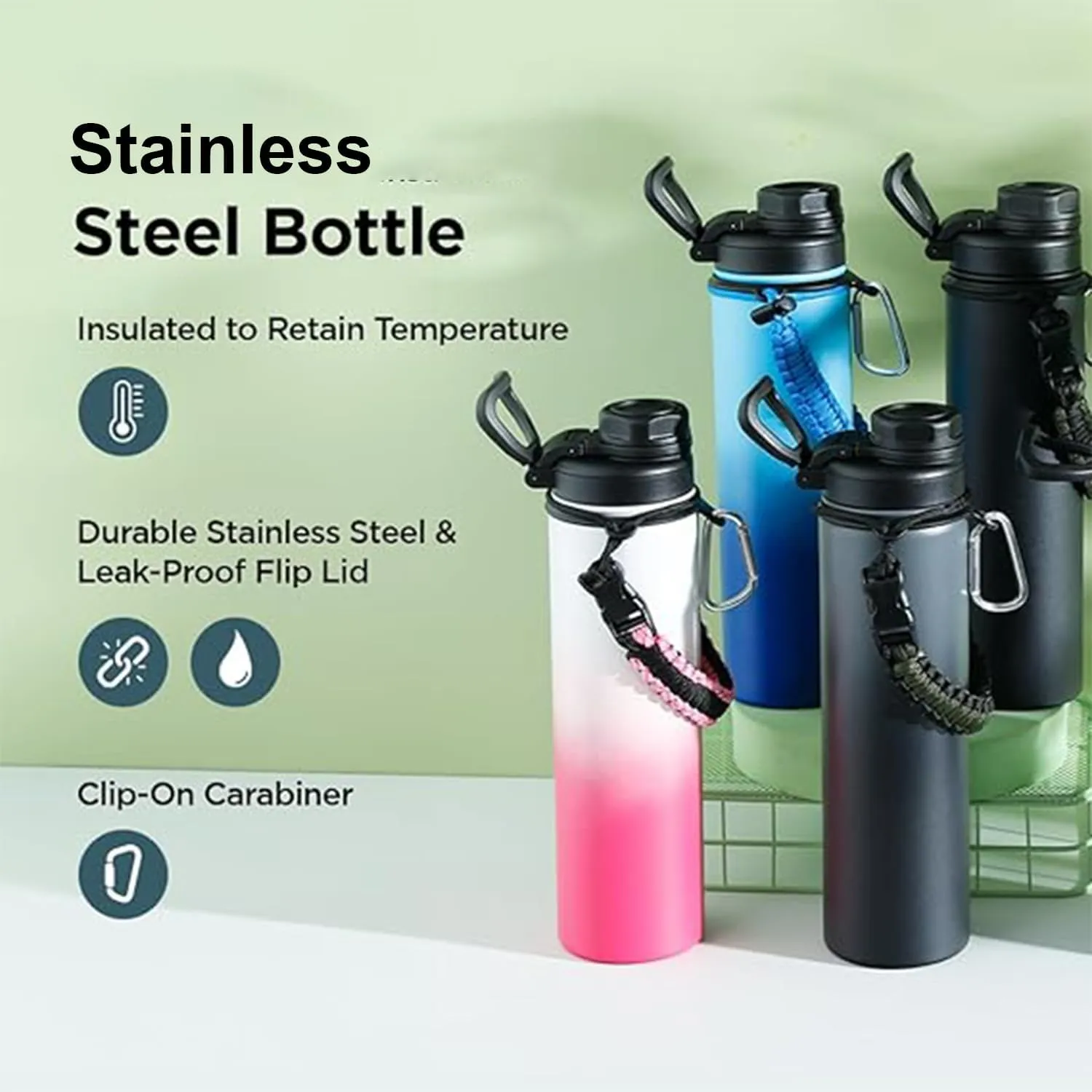 Kuber Industries Water Bottle | Steel Water Bottle for Daily Use | Vacuum Insulated Flask Water Bottle with Rope | Hot & Cold Water Bottle | 720 ML | LX-230602 | Purple