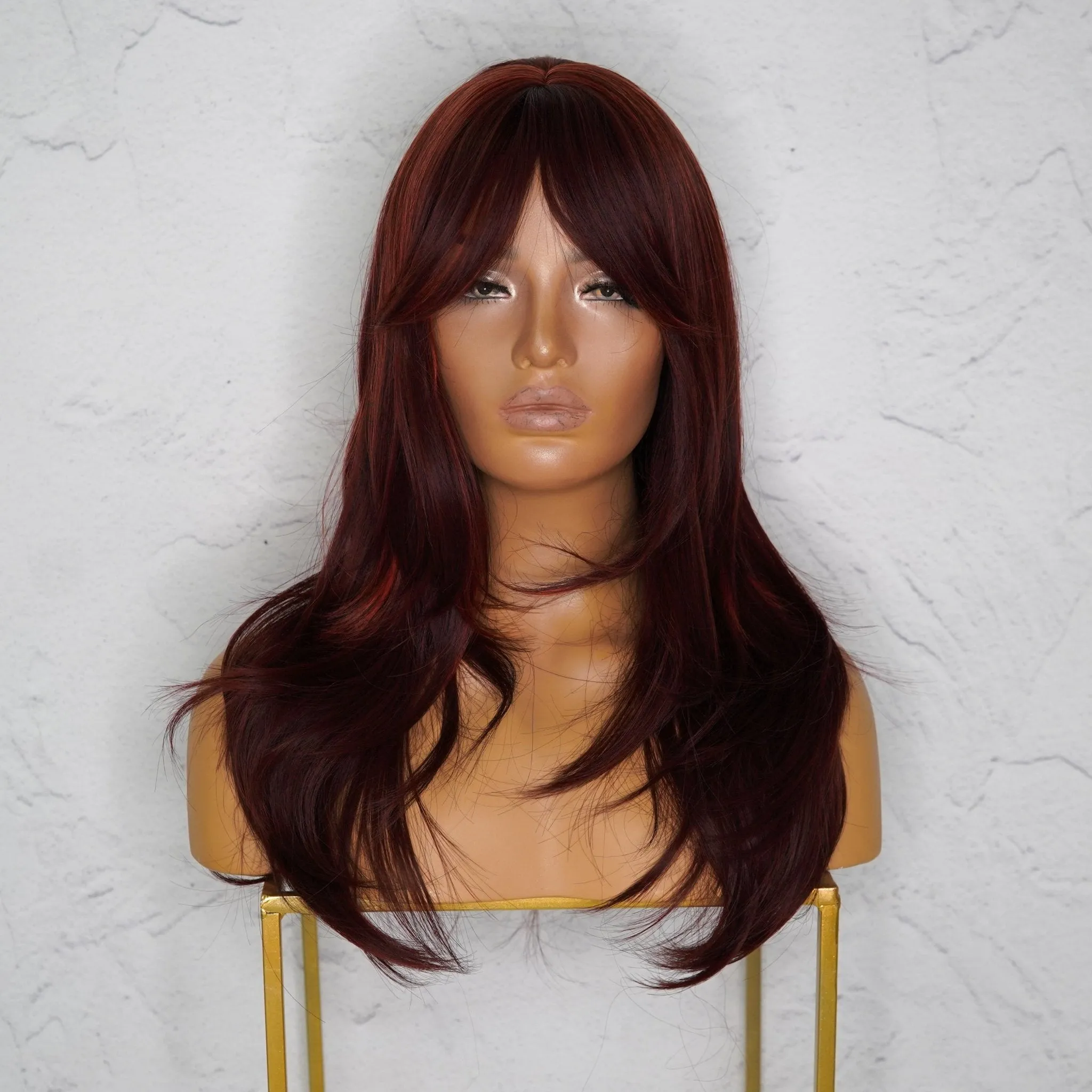 LAYTON Burgundy Fringe Wig