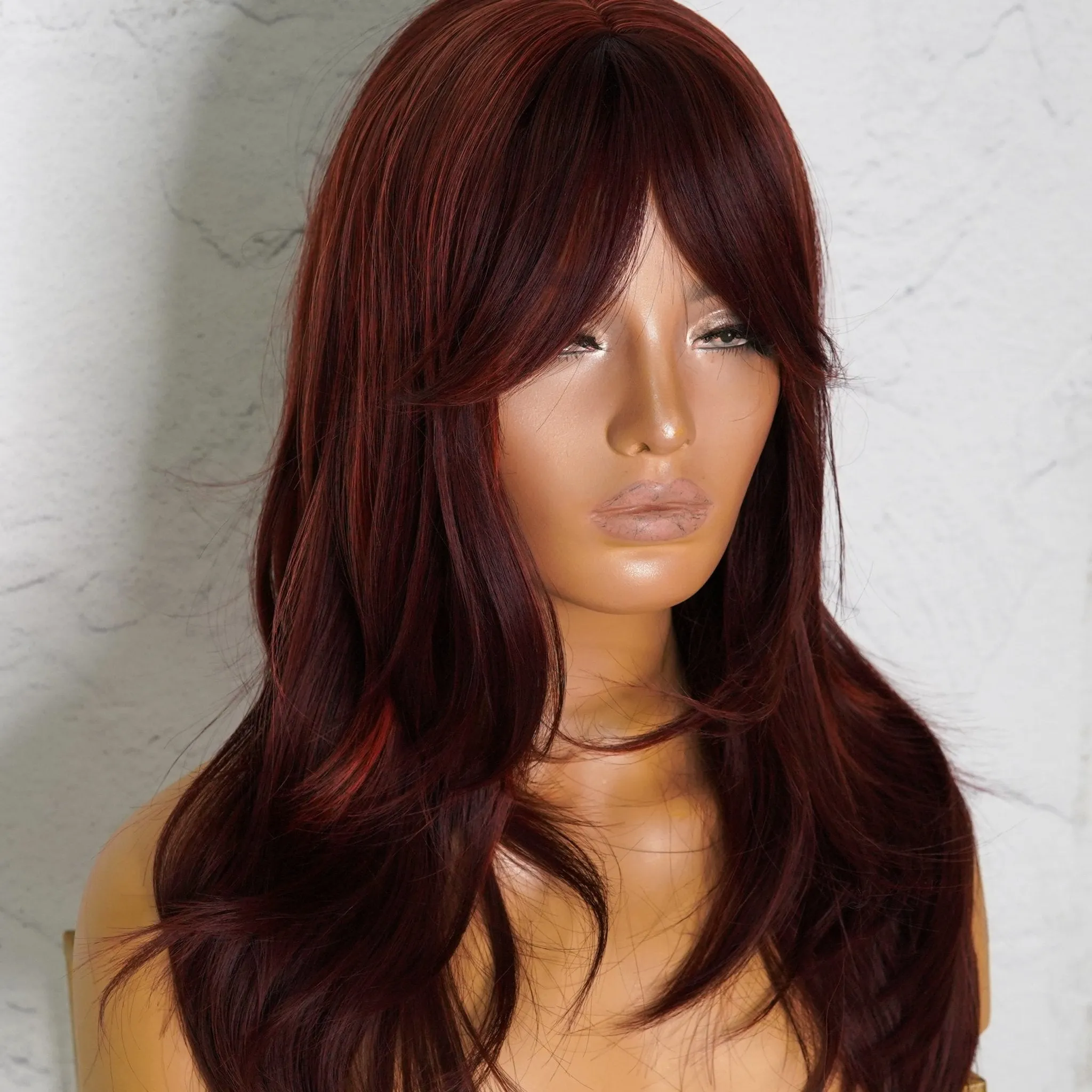 LAYTON Burgundy Fringe Wig