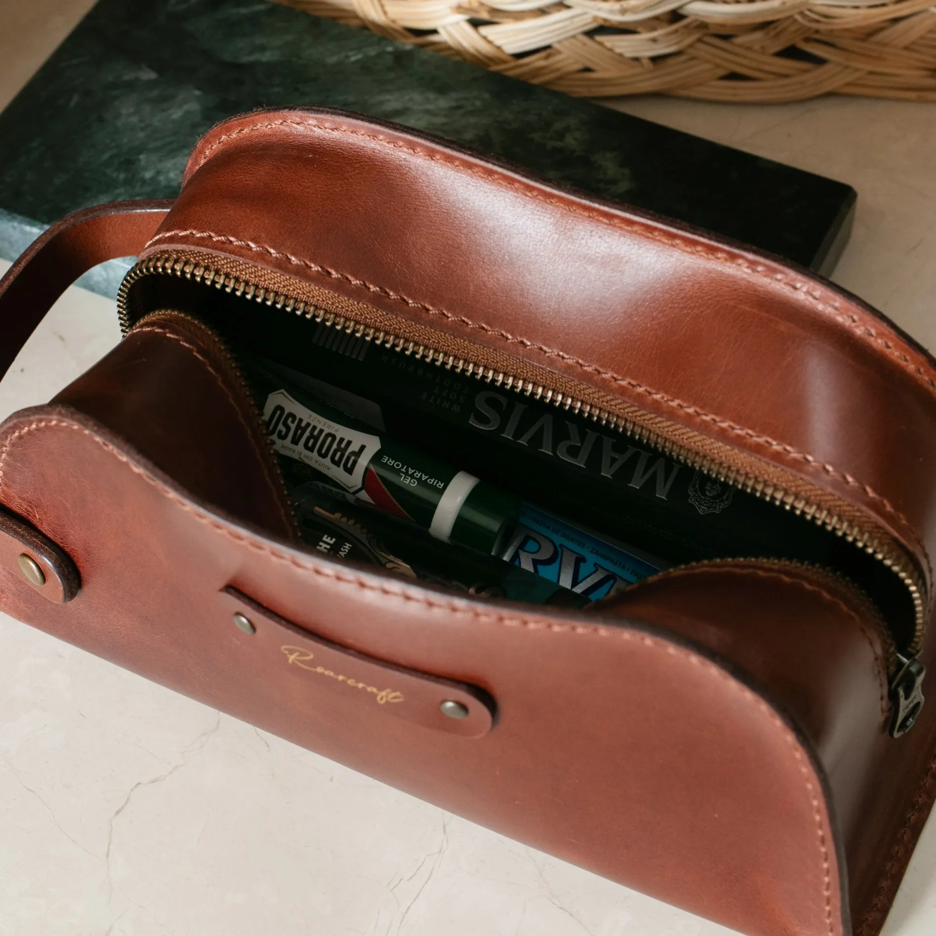 Leather Dopp Kit - Toiletry Bag