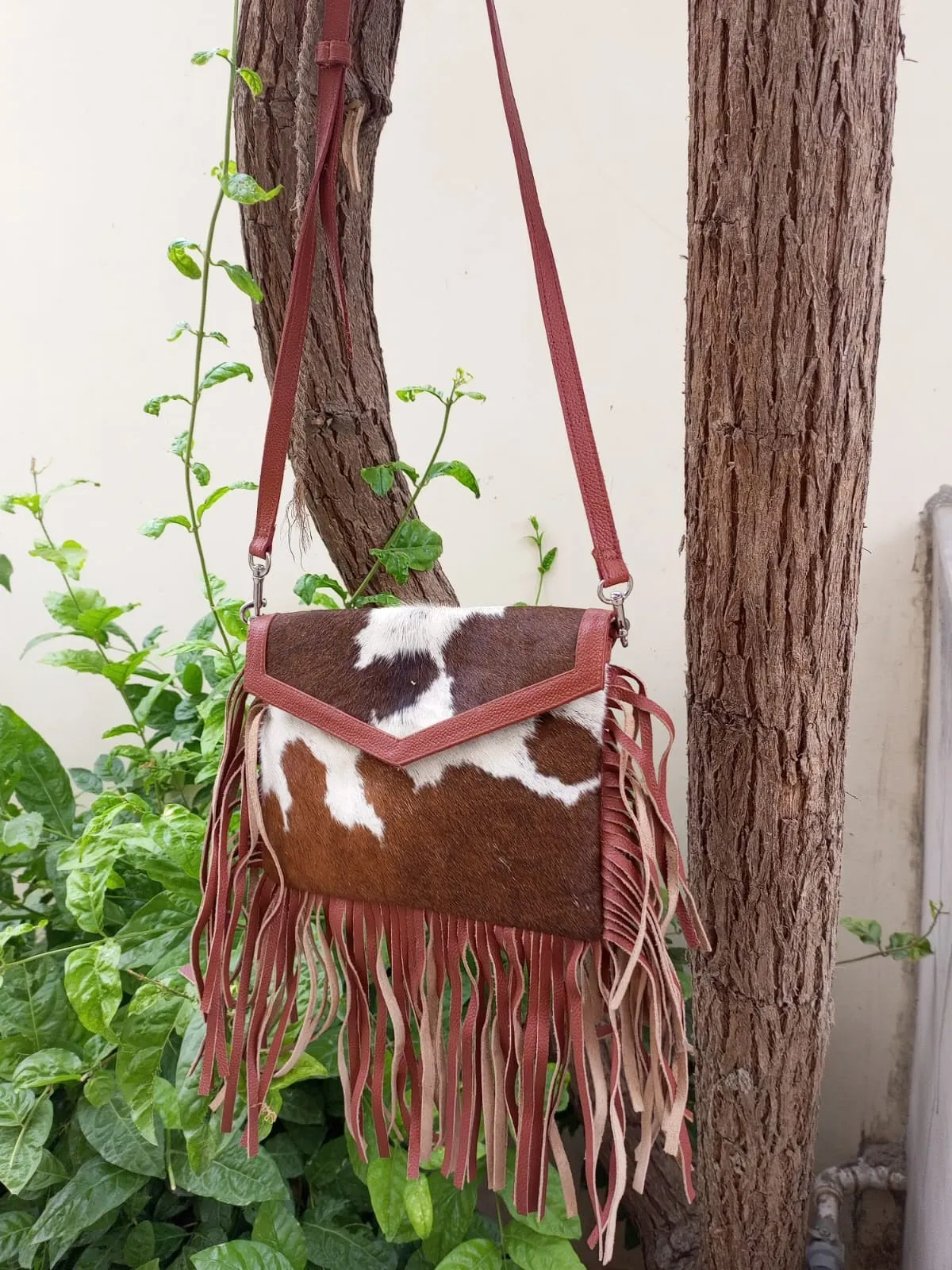 Leather Sling Bag | Fringe Cross body Bag | Envelop Bag For Women