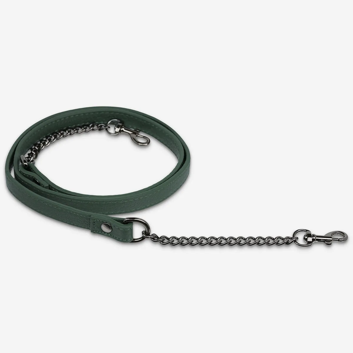 Leather Strap With Chain - Green