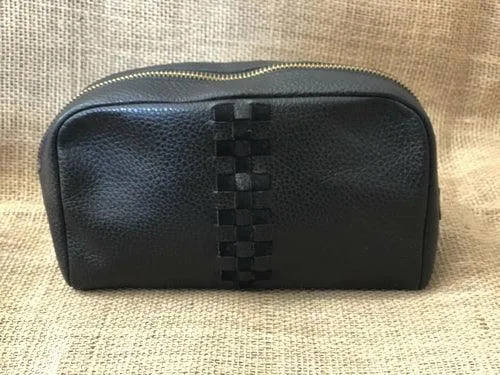 LEATHER WOVEN MAKEUP CASE | TOILETRY CASE | DOPP KIT