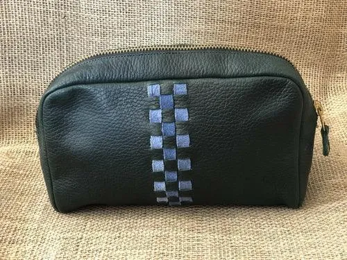 LEATHER WOVEN MAKEUP CASE | TOILETRY CASE | DOPP KIT