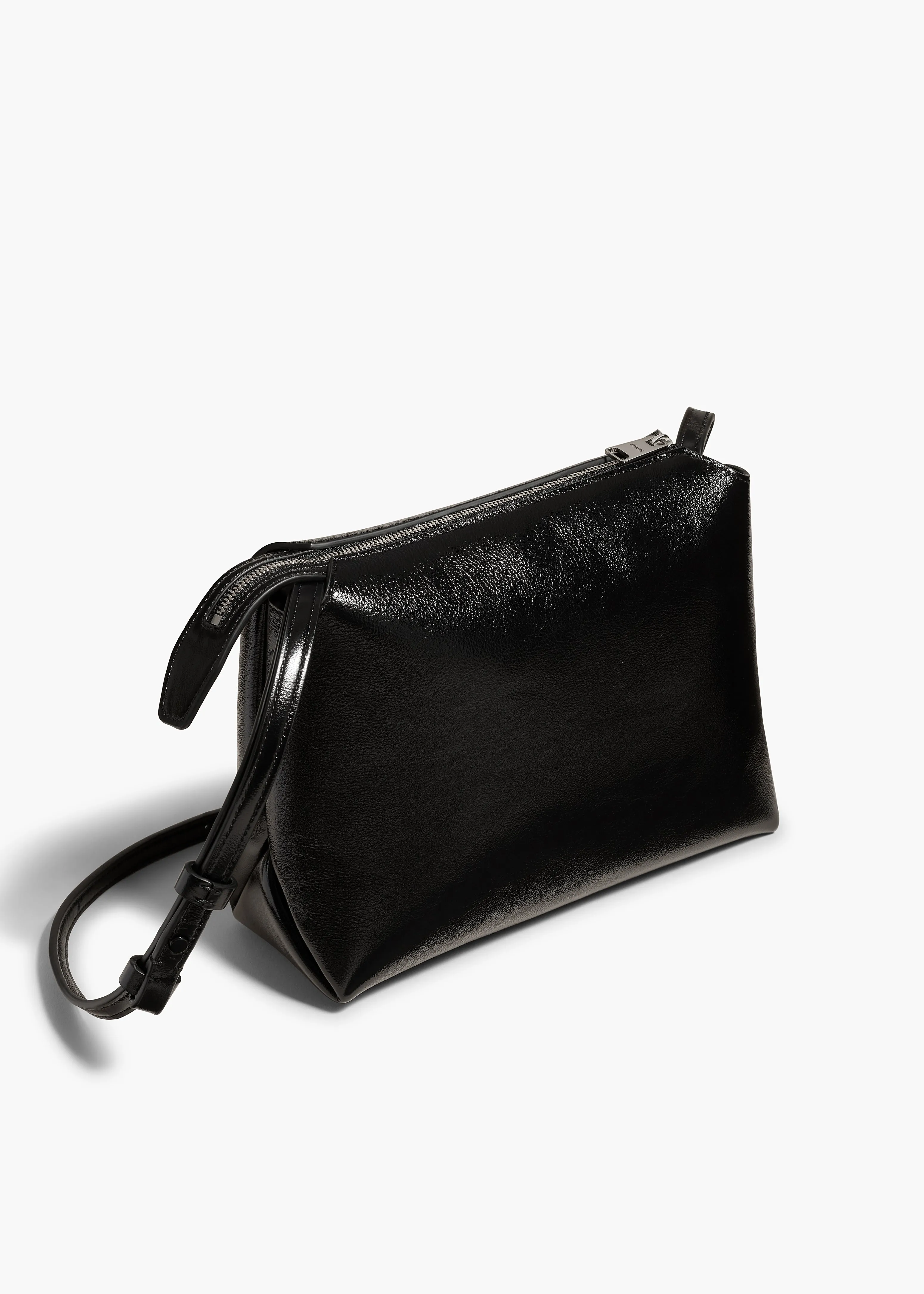 Lina Crossbody Bag in Black Crackle Patent Leather