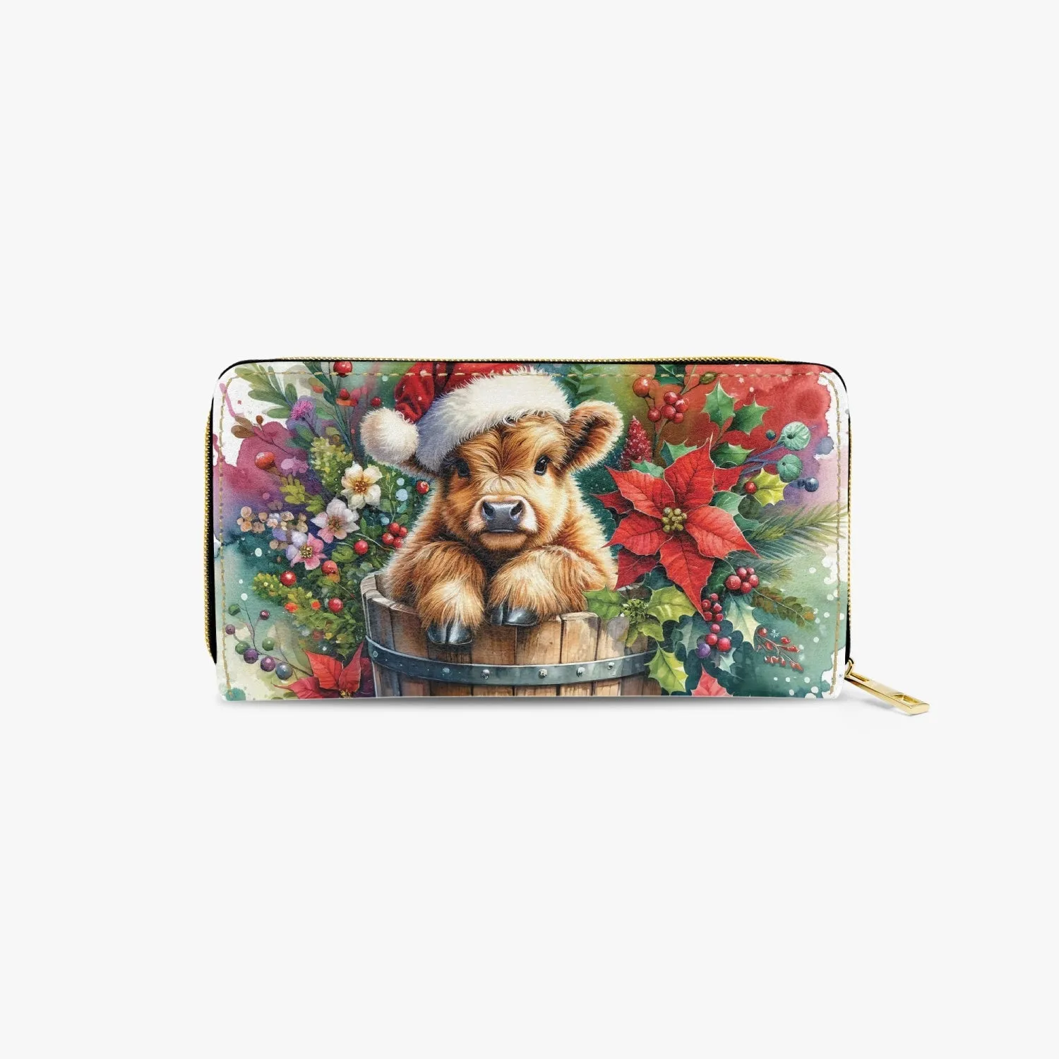 Long Type Zipper Purse - Christmas, Highland Cow